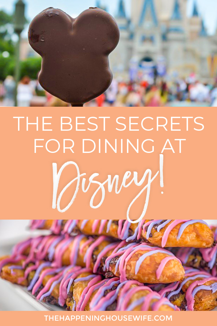 The BEST Secrets for eating at disney and dining at disney restaurants or using the disney dining plan!! #disneydiningplan #disneyfood #disneytips #disneysecrets
