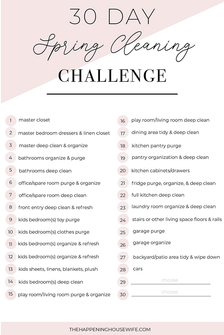 PIN IT!! 30 Day Spring Cleaning Challenge!!