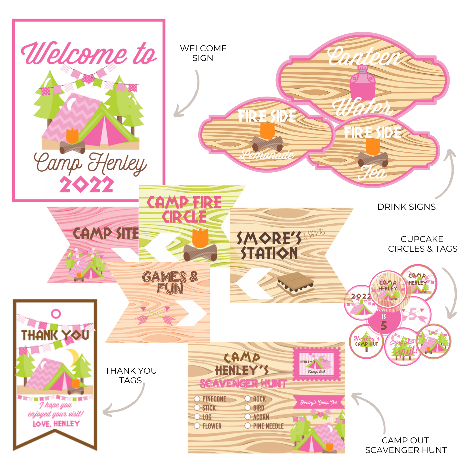 Camp Out Party Printable DIGITAL - Steph Leighworthy
