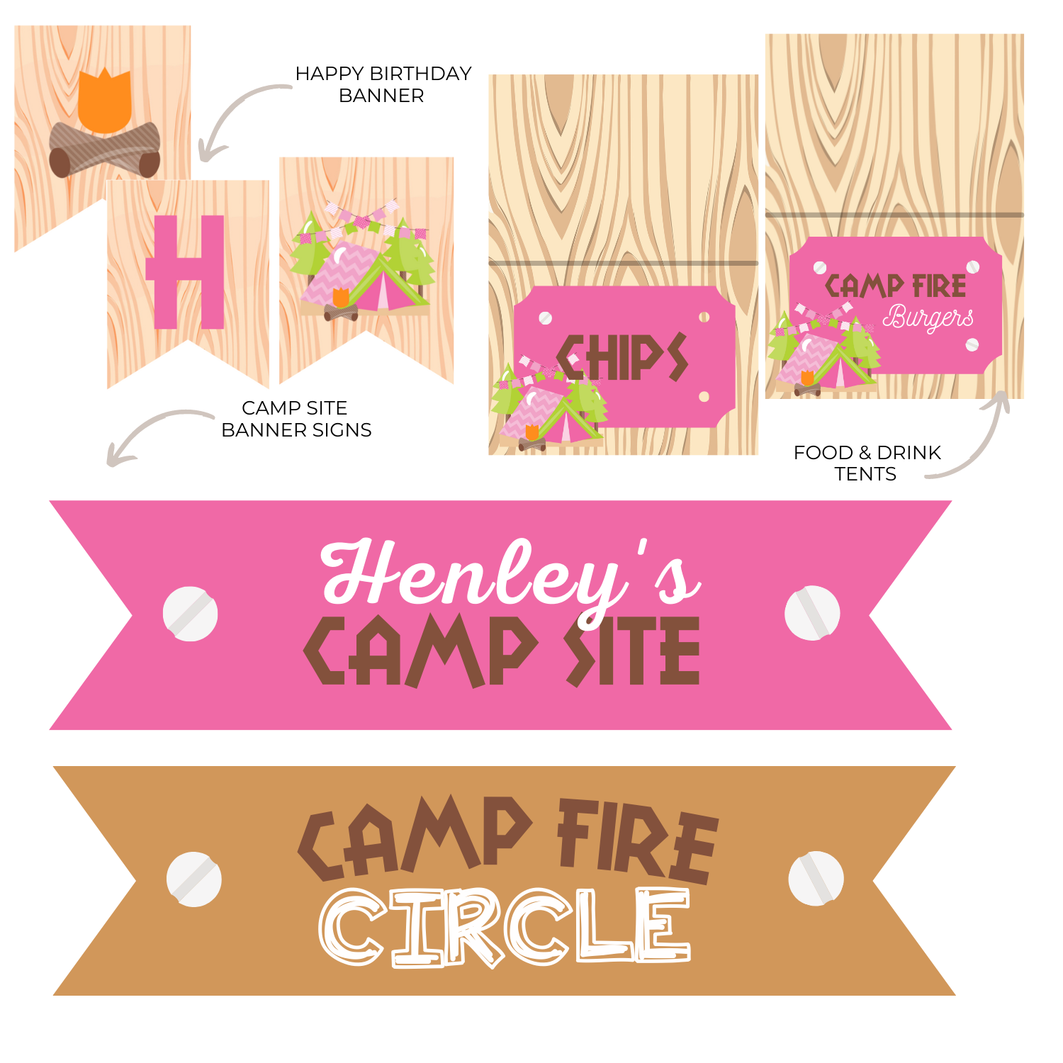 Camp Out Party Printable DIGITAL - Steph Leighworthy